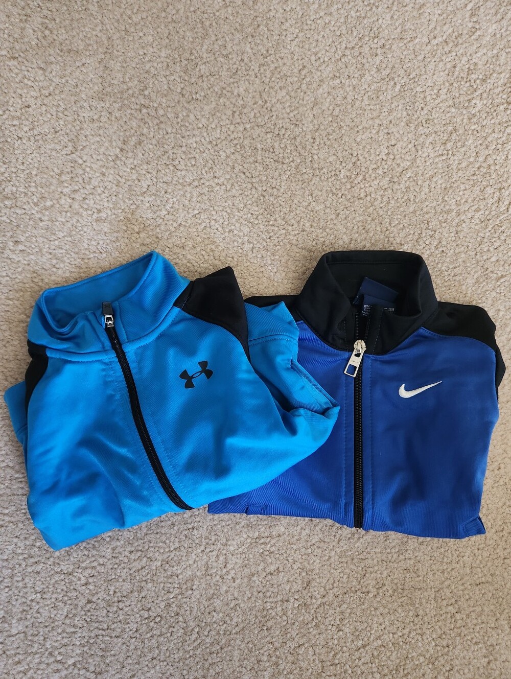Two Toddler blue & black zip ups, size 18m, Nike And Under Armour